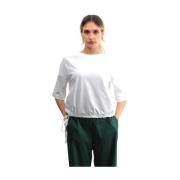 Witte Katoenen T-Shirt met Koordzoom Liviana Conti , White , Dames