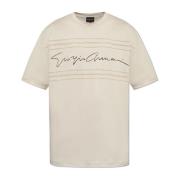 T-shirt met logo Giorgio Armani , Beige , Heren