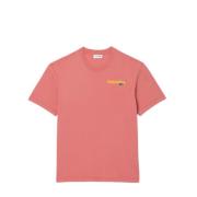 Roze Trendy Katoenen T-shirt Lacoste , Pink , Heren