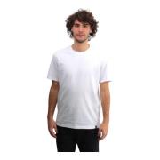 Witte Geribbelde Korte Mouw Katoenen Shirt Kangra , White , Heren