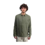 Groene Linnen Overhemd met Lange Mouwen 40Weft , Green , Heren