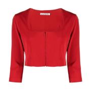 Rode Square-Cut Cropped Top Acne Studios , Red , Dames