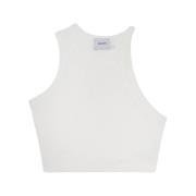 Witte Crop Top Tank Halfboy , White , Dames