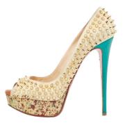 Pre-owned Suede heels Christian Louboutin Pre-owned , Beige , Dames
