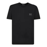Zwart katoenen T-shirt met zilveren logo Dolce & Gabbana , Black , Her...