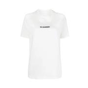 Wit/Zwart Logo Plus T-Shirt Jil Sander , White , Heren