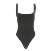 Zwart Square Neck Bodysuit Entire Studios , Black , Dames