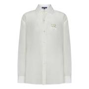 Witte Linnen Blend Shirt met Logo Borduursel Ralph Lauren , White , Da...