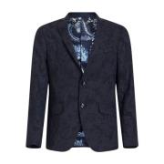 Blauwe Wollen Stretchjas Klassieke Stijl Etro , Blue , Heren