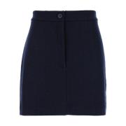 Blauwe Wol Mini Rok met Martingala Thom Browne , Blue , Dames