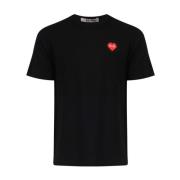 Zwarte Katoenen Hart Logo T-Shirt Comme des Garçons Play , Black , Her...