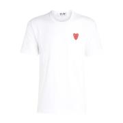 Witte hartprint Slim Fit T-shirt Comme des Garçons Play , White , Here...