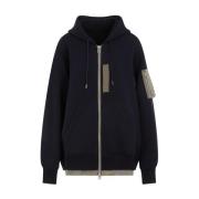 Blauwe Hoodie Heren Casual Stijl Sacai , Blue , Heren