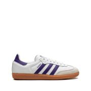 Witte Sneakers met Blauwe en Beige Details Adidas , White , Dames