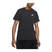 Korte Mouw Crewneck T-Shirt Nike , Black , Heren