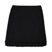 Tweed Korte Rok Raffelranden Versace , Black , Dames