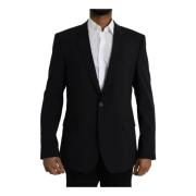 Slim Fit Single Breasted Blazer Dolce & Gabbana , Black , Heren