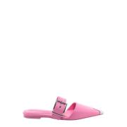 Metalen Teen Leren Muiltje Alexander McQueen , Pink , Dames