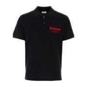 Zwarte Piquet Polo Shirt Alexander McQueen , Black , Heren