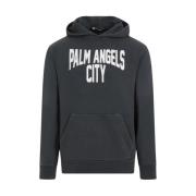 Donkergrijze City Washed Hoodie Palm Angels , Gray , Heren