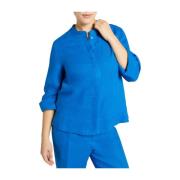 Blauwe Elegante Blouse Overseas Stijl Elena Mirò , Blue , Dames