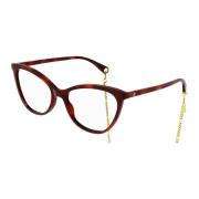 Havana Gold Chain Eyewear Frames Gucci , Brown , Unisex