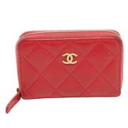 Pre-owned Leather wallets Chanel Vintage , Red , Dames