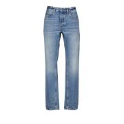 Baggy Jeans Straight Cut Blue Washed Saint Laurent , Blue , Heren