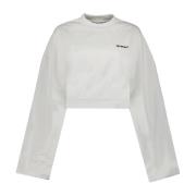 Korte Mouw Crop Sweatshirt Off White , White , Dames