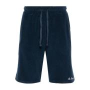 Blauwe Terry Cloth Shorts met Logo MC2 Saint Barth , Blue , Heren