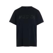 Zwarte Katoenen T-shirt met Logo Mugler , Black , Dames