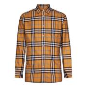 Stijlvol Oranje Geruite Overhemd Burberry , Multicolor , Heren