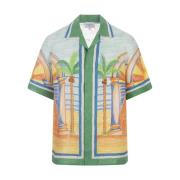 Overwinnings Korte Mouw Groene Linnen Shirt Casablanca , Multicolor , ...