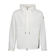 Nylon Zip-Through Hoodie Moncler , White , Heren