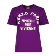 Ronde Hals Korte Mouw Logo T-shirt Kenzo , Purple , Dames