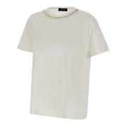Witte Kralen Crew Neck T-shirt Fabiana Filippi , White , Dames