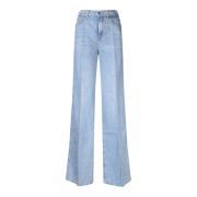 Blauwe Wijde Katoenen Jeans 7 For All Mankind , Blue , Dames