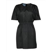 Zijden Jurk Elegant Avondkleding Prada , Black , Dames