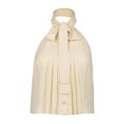 Mouwloze Lavallière Leren Shirt Prada , Beige , Dames