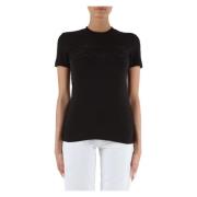 Stretch katoenen T-shirt met strass logo Versace Jeans Couture , Black...