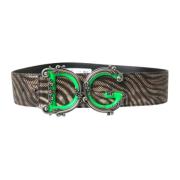 Luxe Zebra Leren Riem Dolce & Gabbana , Brown , Dames