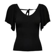 Achter Pullover T-Shirt Lente/Zomer Collectie Only , Black , Dames
