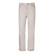 Beige Katoenen Slim Fit Broek Brunello Cucinelli , Beige , Heren