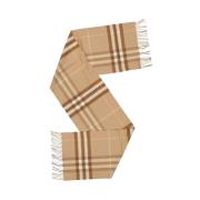 Geruite Cashmere Sjaal Franje Randen Burberry , Multicolor , Dames