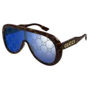 Stijlvolle zonnebril in Havana/Blauw Gucci , Brown , Heren