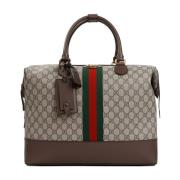 Beige Ebony GG Textiel Duffle Tas Gucci , Beige , Heren