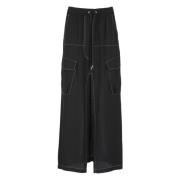 Zwart Viscose Rok met Zakken Pinko , Black , Dames