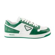 Downtown Bicolor Leren Sneakers Prada , Green , Heren