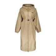 Gerecyclede Nylon Parka Jas Prada , Beige , Dames