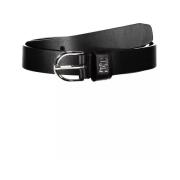 Zwarte Leren Riem met Metalen Gesp Tommy Hilfiger , Black , Dames